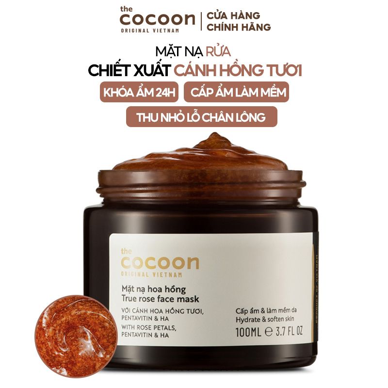 Mặt Nạ Rửa Chiết Xuất Cánh Hoa Hồng Tươi The Cocoon True Rose Face Mask