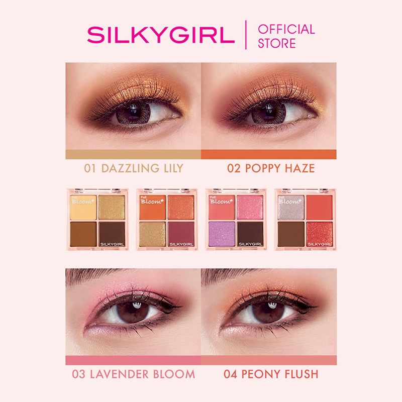 Bảng Phấn Mắt 4 Ô Màu Nhũ Lấp Lánh SilkyGirl Full Bloom Shadow Quad 6.4g