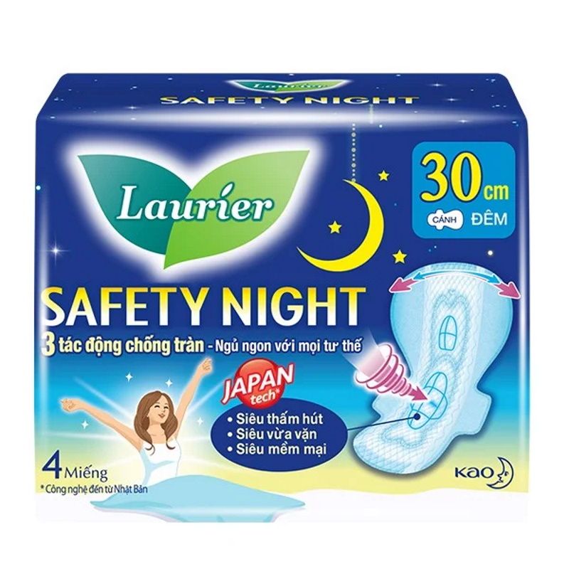 Băng Vệ Sinh Ban Đêm 30cm Laurier Safety Night (Che tên sản phẩm khi giao hàng)