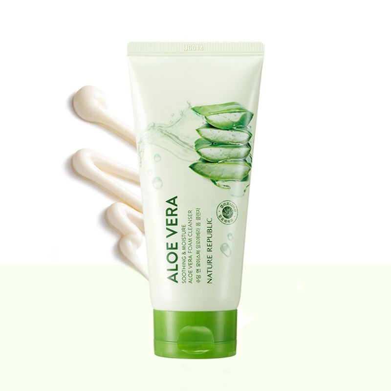 Sữa Rửa Mặt Tạo Bọt Làm Sạch Sâu, Dưỡng Ẩm Chiết Xuất Lô Hội Nature Republic Soothing & Moisture Aloe Vera Foam Cleanser 150ml