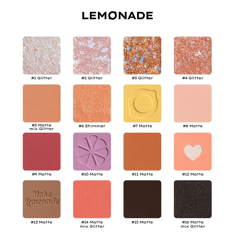 Bảng Phấn Mắt 16 Ô Siêu Mềm Mịn, Bền Màu, Lâu Trôi Lemonade Aesthetic Eyeshadow Palette 20.8g