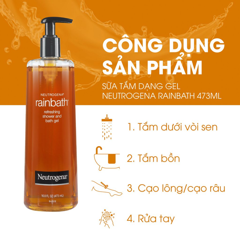 Sữa Tắm Dưỡng Ẩm Tươi Mới Dạng Gel Neutrogena Rainbath Refreshing Shower And Bath Gel 473ml