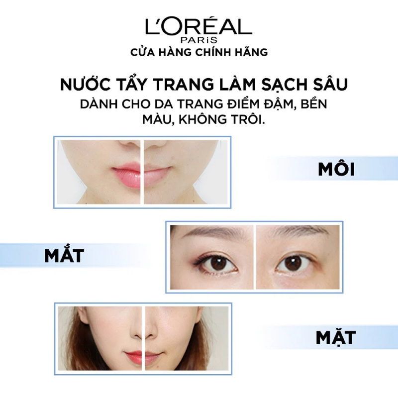 [30ml - 95ml] Nước Tẩy Trang Làm Sạch Tươi Mát 3 In 1 Cho Da Dầu L'Oreal Micellar Water Refreshing Even For Sensitive Skin