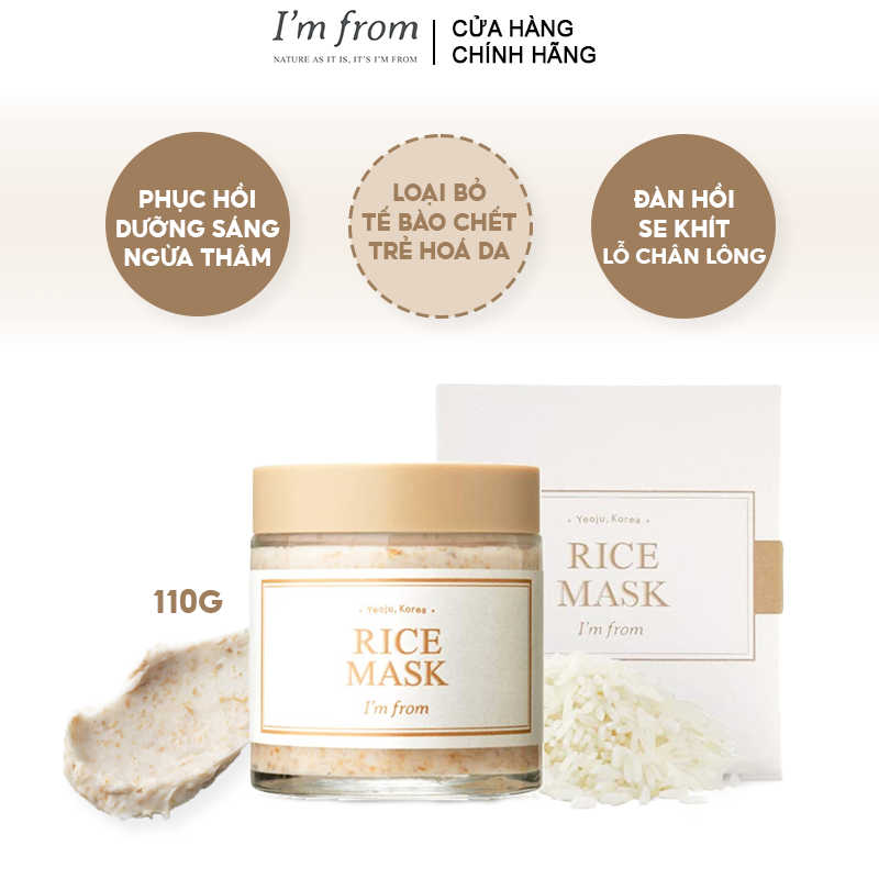 Mặt Nạ Rửa Dưỡng Trắng Da Chiết Xuất Từ Gạo I'm From Rice Mask 110g