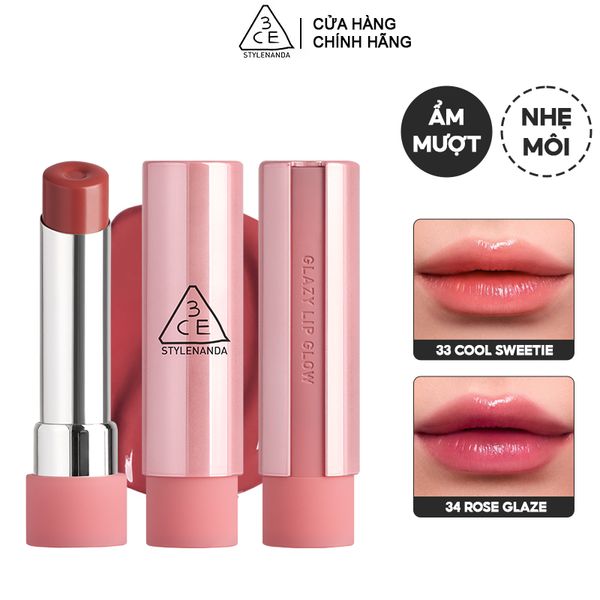 Son Bóng Dưỡng Môi Có Màu 3CE Glazy Lip Glow 5g