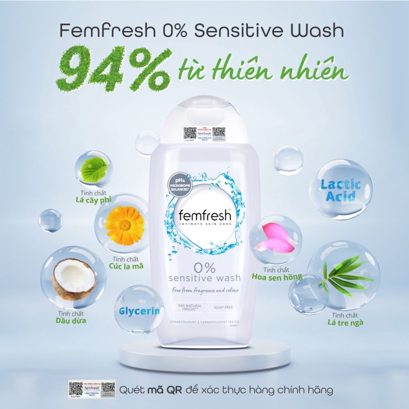 Dung Dịch Vệ Sinh Phụ Nữ Dành Cho Da Nhạy Cảm Femfresh Sensitive Intimate Wash 250ml (Che tên sản phẩm khi giao hàng)