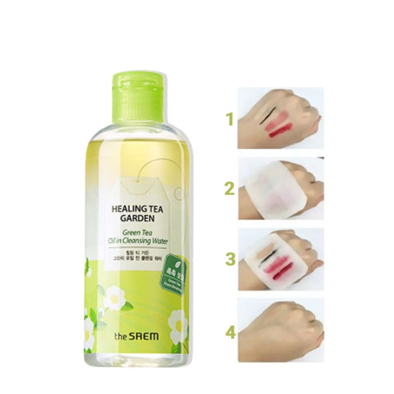 Nước Tẩy Trang Chứa Tinh Dầu Chiết Xuất Trà Xanh The Saem Healing Tea Garden Green Tea Oil In Cleansing Water 300ml