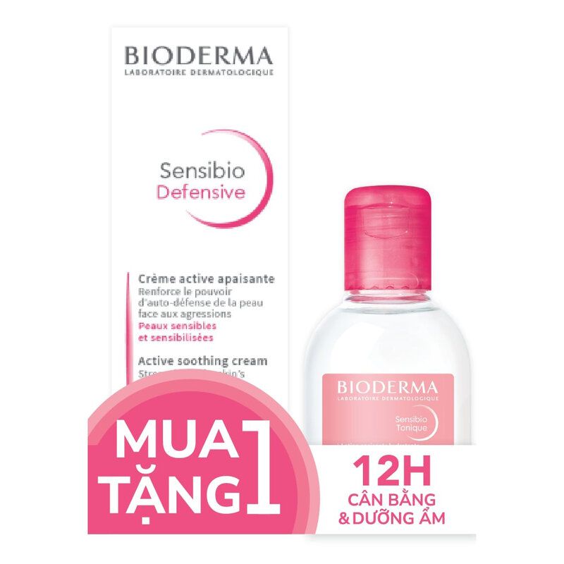 [Tặng Sữa Rửa Mặt 45ml] Kem Dưỡng Ẩm Làm Dịu Da, Phục Hồi Da Cho Da Nhạy Cảm Bioderma Sensibio Defensive Cream 40ml