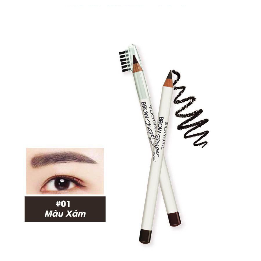 Chì Kẻ Mày Kèm Chổi Tiện Dụng, Dễ Vẽ Silkygirl Brow Shaper Pencil 1.14g