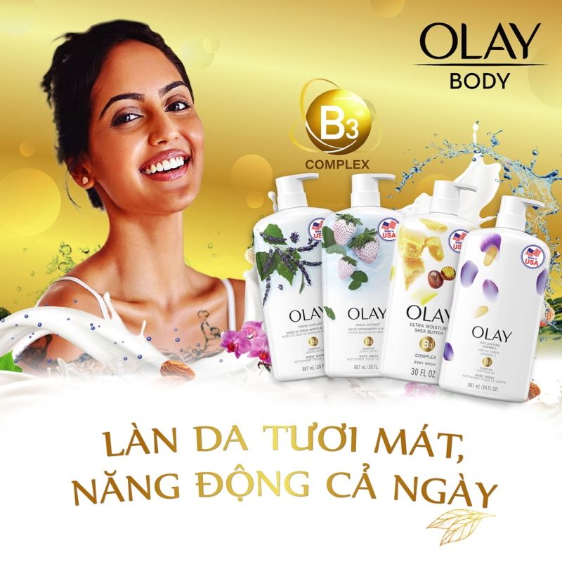 Sữa Tắm Dưỡng Ẩm, Làm Sạch Sâu, Hương Thơm Ngọt Ngào OLAY Body Wash