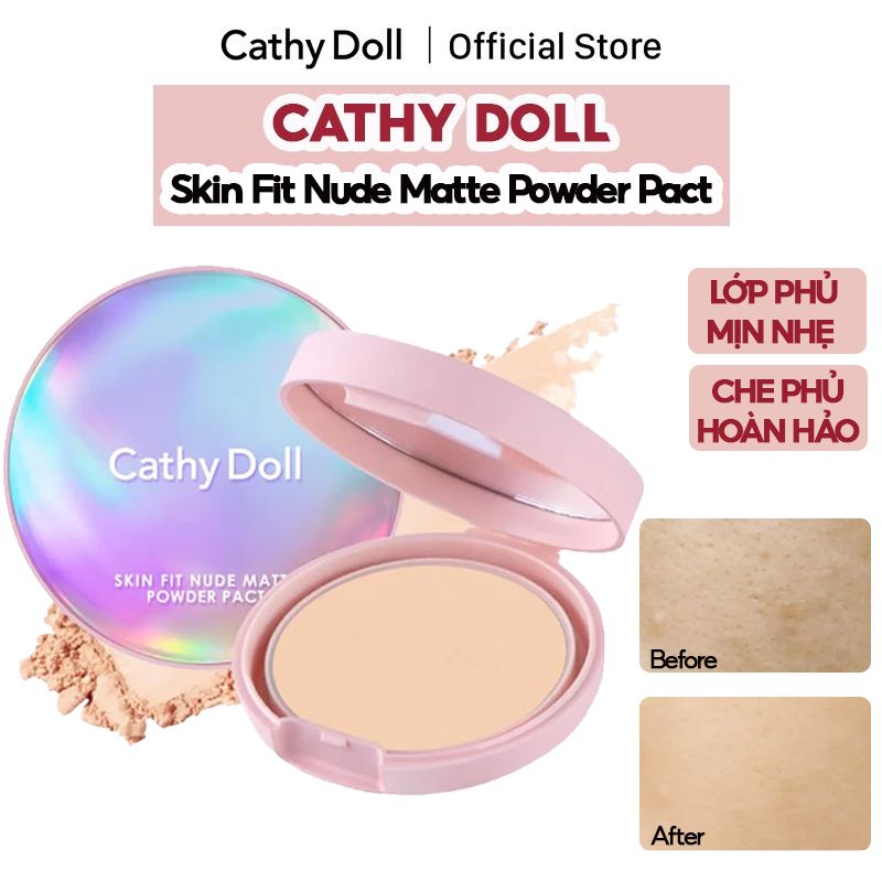 Phấn Nền Dạng Nén Che Phủ Hoàn Hảo Cathy Doll Skin Fit Nude Matte Powder Pact SPF30/Pa+++ 12g