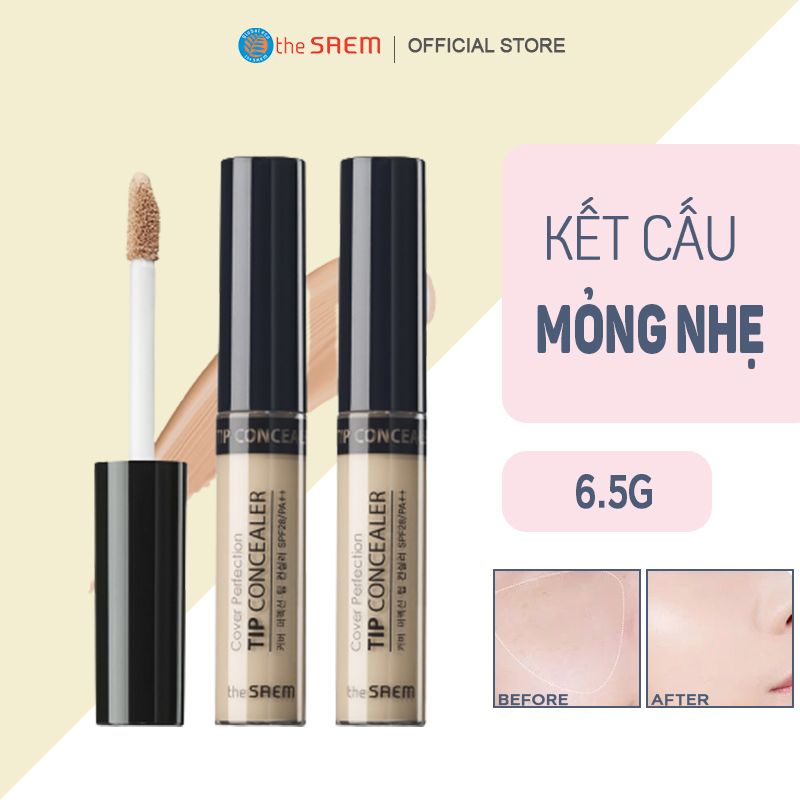 Kem Che Khuyết Điểm Có Chống Nắng Hàn Quốc The Saem Cover Perfection Tip Concealer SPF28/PA++