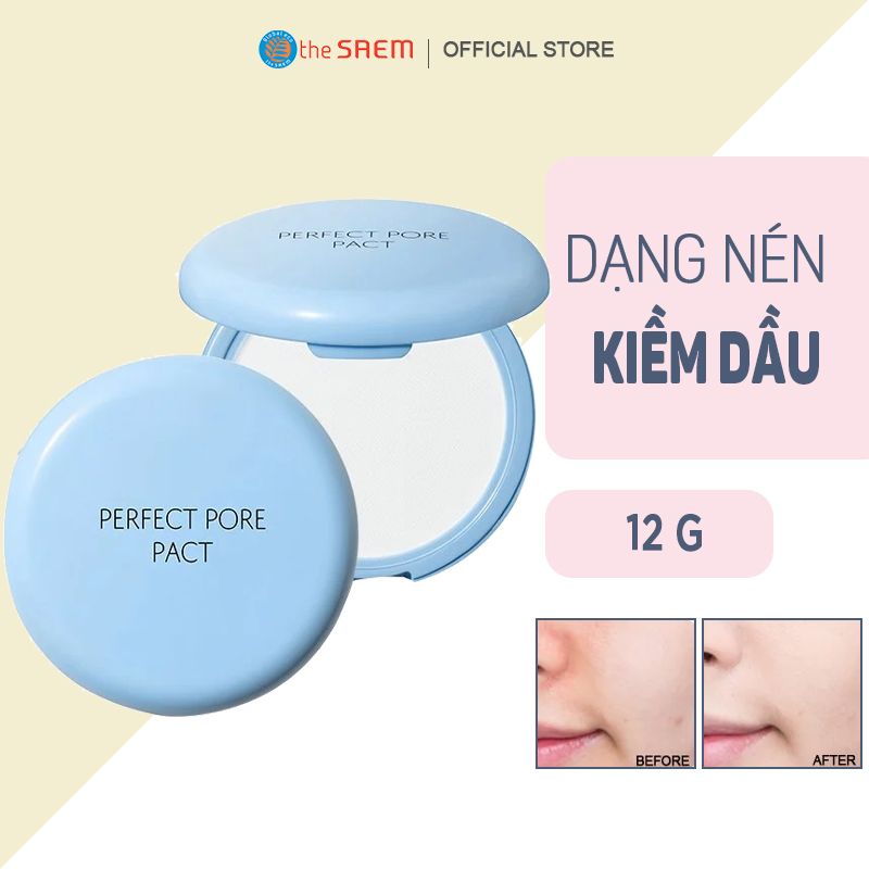 Phấn Phủ Dạng Nén Kiềm Dầu, Giúp Da Mịn Màng The Saem Saemmul Perfect Pore Pact 12g