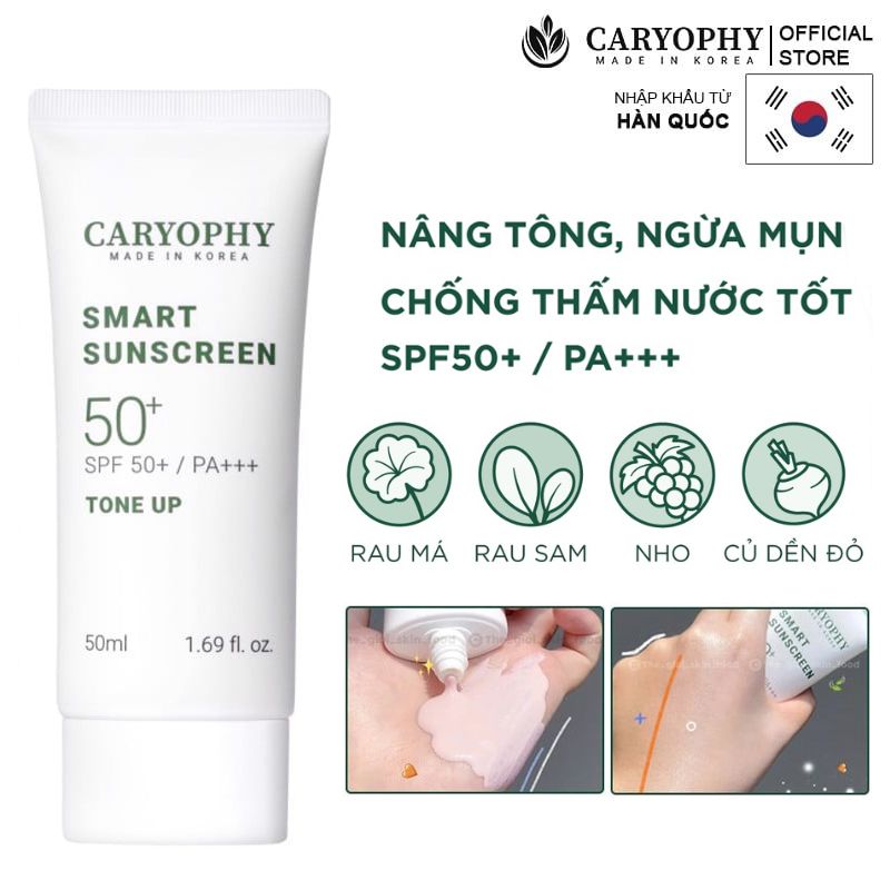 Kem Chống Nắng Thông Minh Đa Chức Năng Caryophy Smart Sunscreen Tone Up SPF50+/PA+++ 50ml