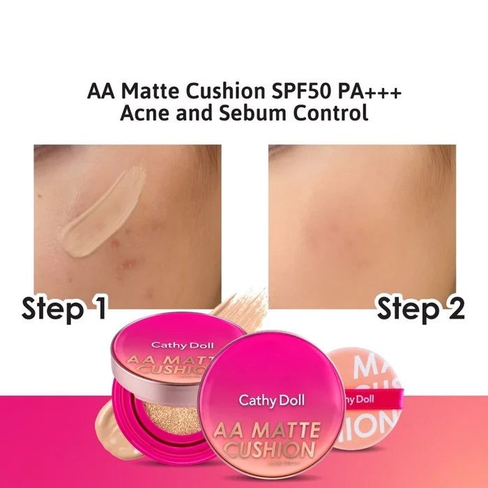 Phấn Nước Trang Điểm Che Phủ Hoàn Hảo Cathy Doll AA Matte Cushion SPF50 Acne And Sebum Control 10g