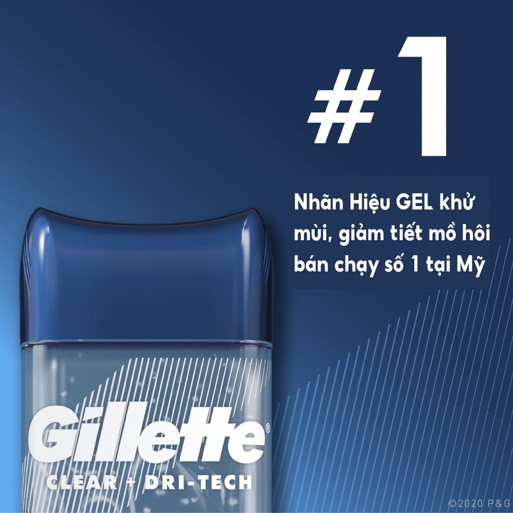 Lăn Khử Mùi Hỗ Trợ Giảm Tiết Mồ Hôi Dạng Gel Gillette Clear + Dri-Tech Anti-Perspirant 107g (Che tên sản phẩm khi giao hàng)