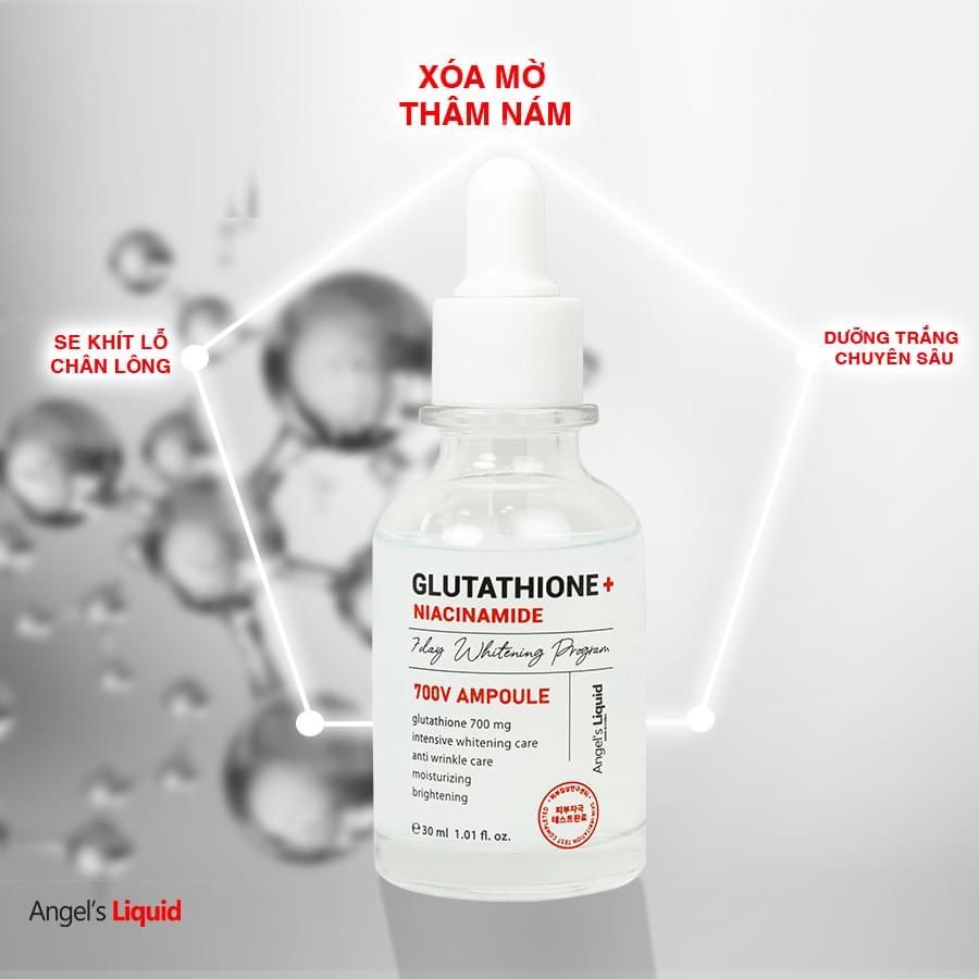 Serum Angel's Liquid Tinh Chất Hỗ Trợ Dưỡng Trắng Mờ Thâm Nám Angel's Liquid Glutathione + Niacinamide 700 V-Ampoule 30ml