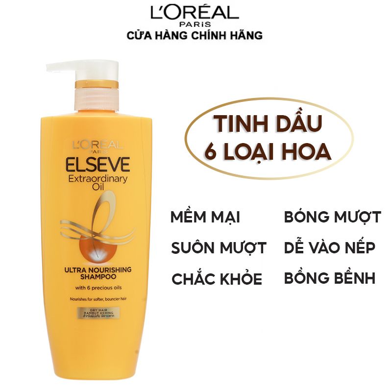 Dầu Gội Giúp Tóc Suôn Mượt Chiết Xuất Tinh Dầu Hoa L'oreal Elseve Extraordinary Oil Ultra Nourishing Shampoo 620ml