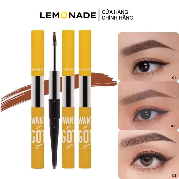 Chì Kẻ Mày Hai Đầu Lemonade Tiện Lợi Cho Lông Mày Hoàn Hảo Want It Got It Dual Eyebrow