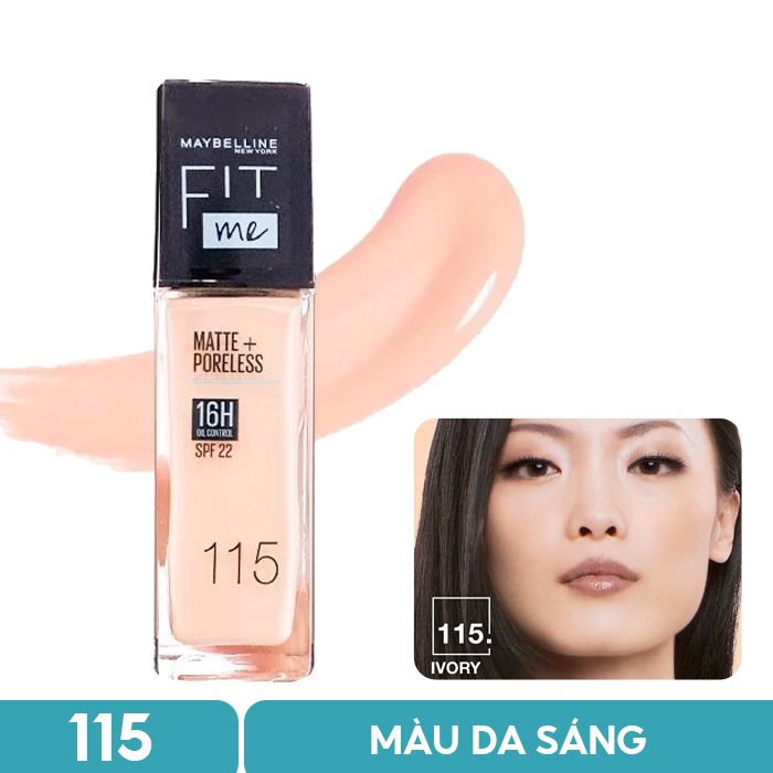 Kem Nền Kiềm Dầu, Cho Lớp Nền Mịn Lì Tự Nhiên Maybelline Fit Me Matte Poreless Foundation 30ml