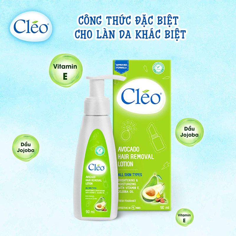 Kem Tẩy Lông Dạng Sữa Cho Mọi Loại Da CLEO Avocado Hair Removal Lotion 90ml