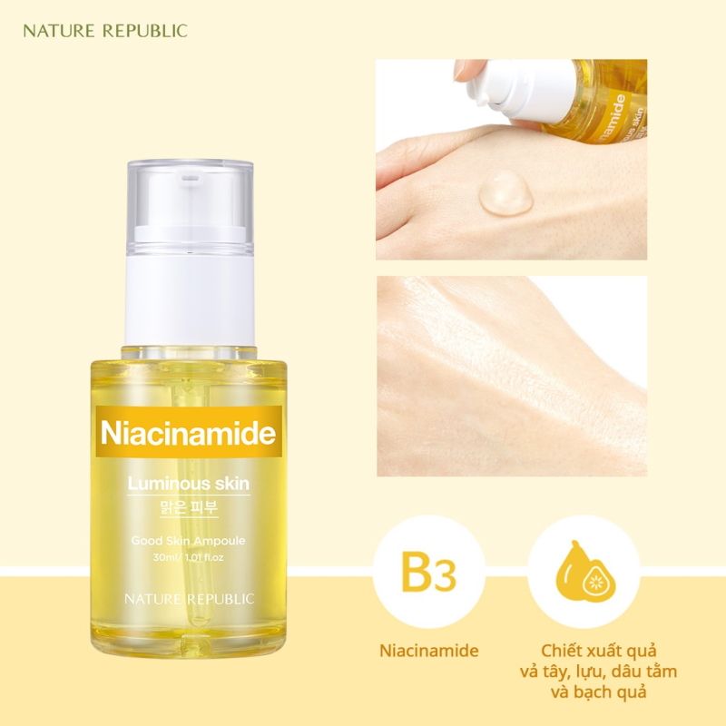 Serum Nature Republic Tinh Chất Dưỡng Sáng, Làm Đều Màu Da, Mờ Thâm Nám Nature Republic Good Skin Niacinamide Ampoule 30ml