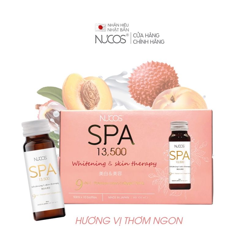 [Tặng 4 Chai Super White] [Hộp 10 Chai] Nước Uống Bổ Sung Collagen Nhật Bản Giảm Nếp Nhăn Nucos Spa 13500 Whitening & Skin Therapy 9in1 Premium Nano Collagen Drink