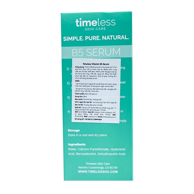 Serum Timeless Tinh Chất Làm Dịu, Phục Hồi Da Timeless Vitamin B5 Serum 30ml