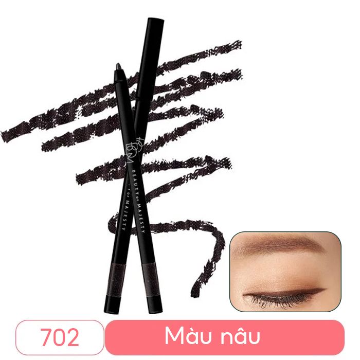 Chì Kẻ Mắt Dạng Gel Rõ Nét, Lâu Trôi B.O.M My Waterproof Gel Eyeliner 0.7g - Màu 702 Real Brown (date 11/2024)