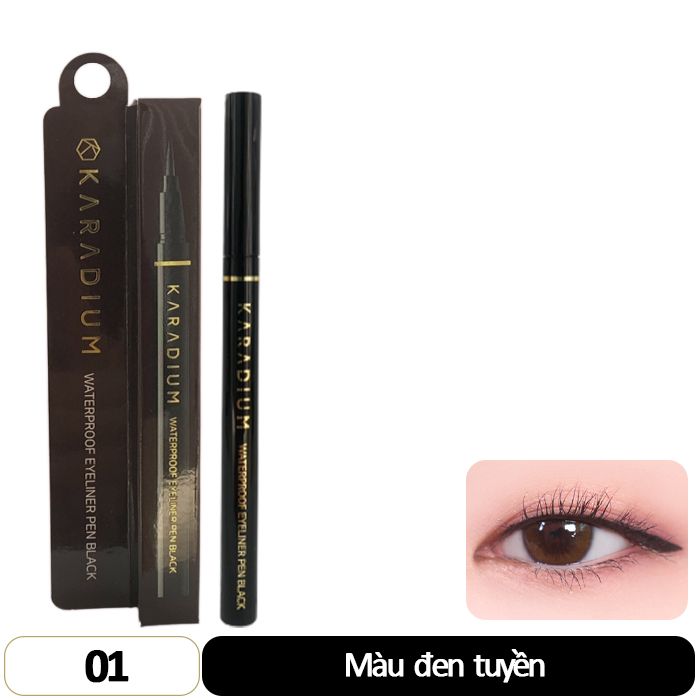 Bút Kẻ Mắt Nước Sắc Nét, Không Trôi Karadium Waterproof Eyeliner Pen 0.55g #01 Black