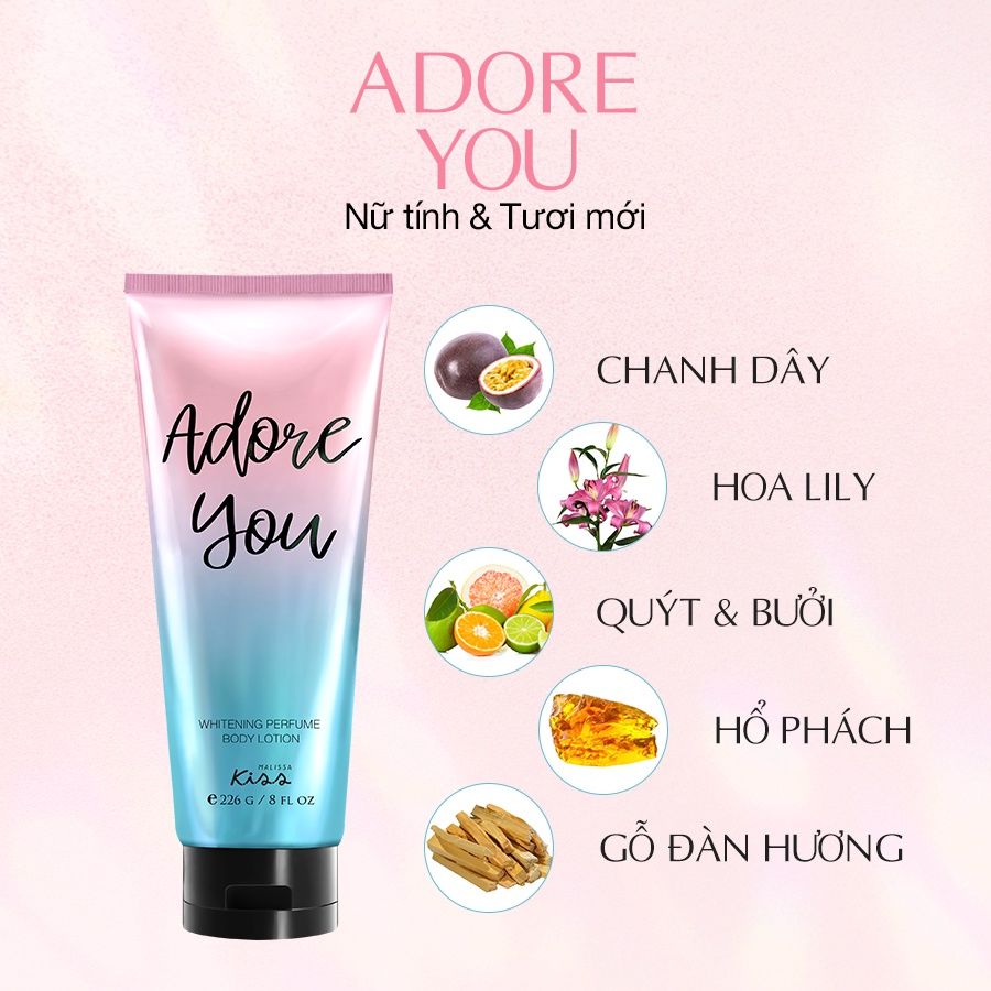 Sữa Dưỡng Trắng Da Toàn Thân Hương Nước Hoa Kiss My Body Bright & Shine Perfume Lotion - Blossom 226g