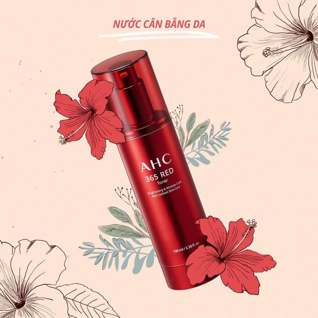 Nước Hoa Hồng Chống Lão Hóa, Làm Sáng Da AHC 365 Red Toner 100ml