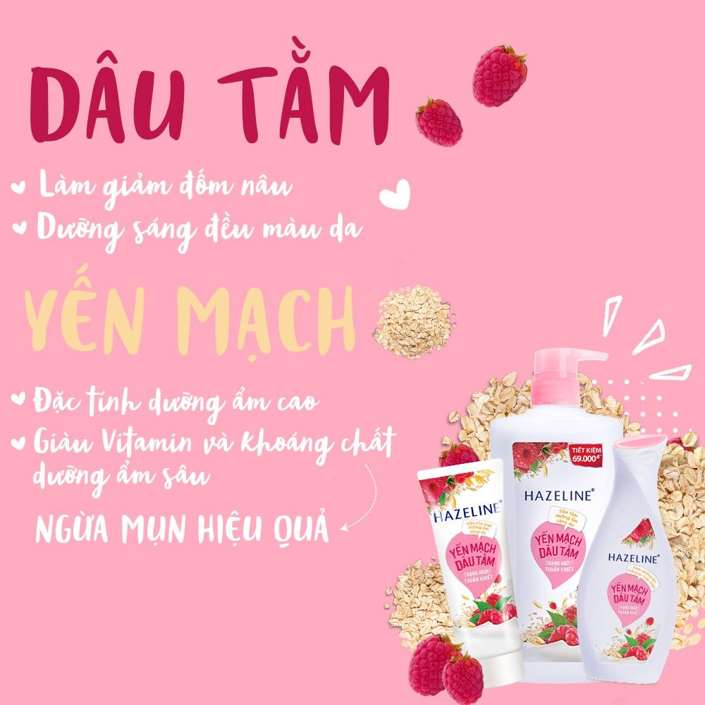 Hazeline Sữa Tắm Sáng Da Dưỡng Ẩm - Yến Mạch & Dâu Tằm