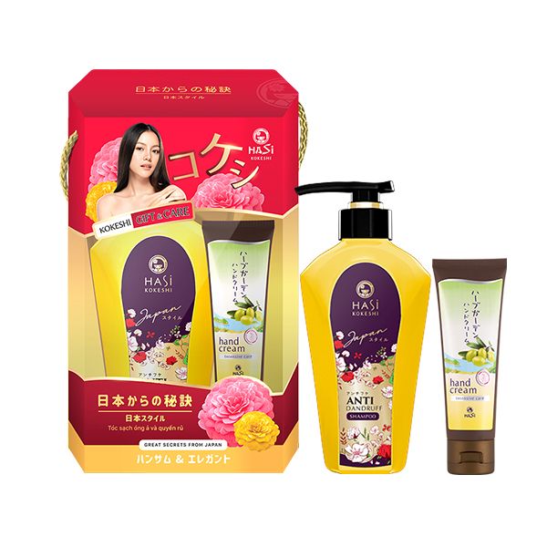 [2 Items] Bộ Dầu Gội Sạch Gàu & Kem Dưỡng Ẩm Da Tay Và Móng HASI Anti Dandruff Shampoo 450g + Hand Nail Cream #Intensive Care 80g