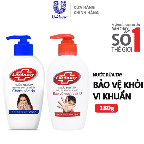 [180g] Nước Rửa Tay Bảo Vệ Khỏi Vi Khuẩn Lifebuoy - BẢO VỆ VƯỢT TRỘI 10