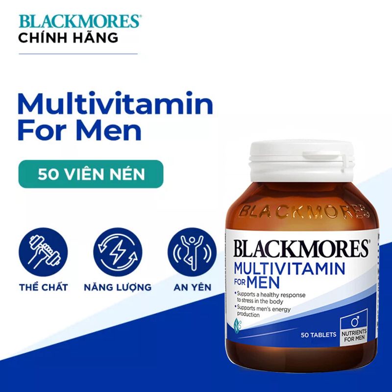 [50 Viên/Lọ] Viên Uống Vitamin Tổng Hợp, Hỗ Trợ Sức Khỏe Toàn Diện Cho Nam Giới Blackmores Multivitamin For Men (date 7/2025)