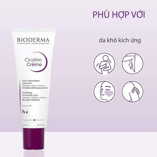 [2 items] Set Kem Dưỡng Ẩm, Phục Hồi Và Nước Tẩy Trang Cho Da Nhạy Cảm Set Bioderma Cicabio Creme 40ml & Bioderma Sensibio H20 100ml