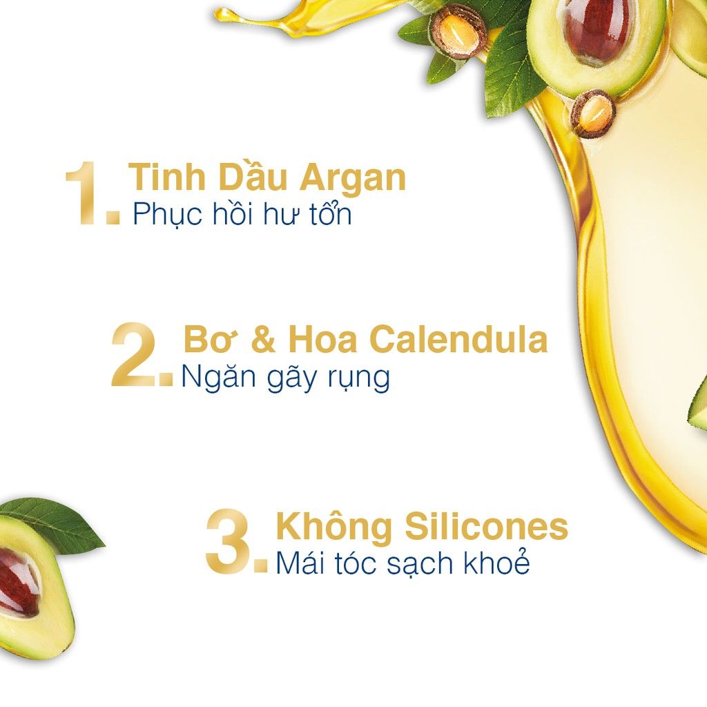 Dầu Gội Phục Hồi Tóc Hư Tổn Chiết Xuất Bơ & Dầu Argan Dove Botanical Selection Shampoo Avocado Extract & Argan Oil 500ml