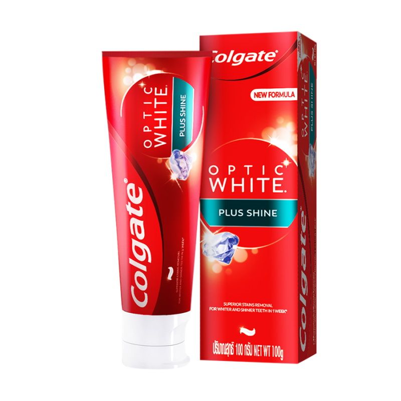 Kem Đánh Răng Giúp Trắng Sáng, Giảm Ố Vàng Colgate Optic White Plus Shine 100g