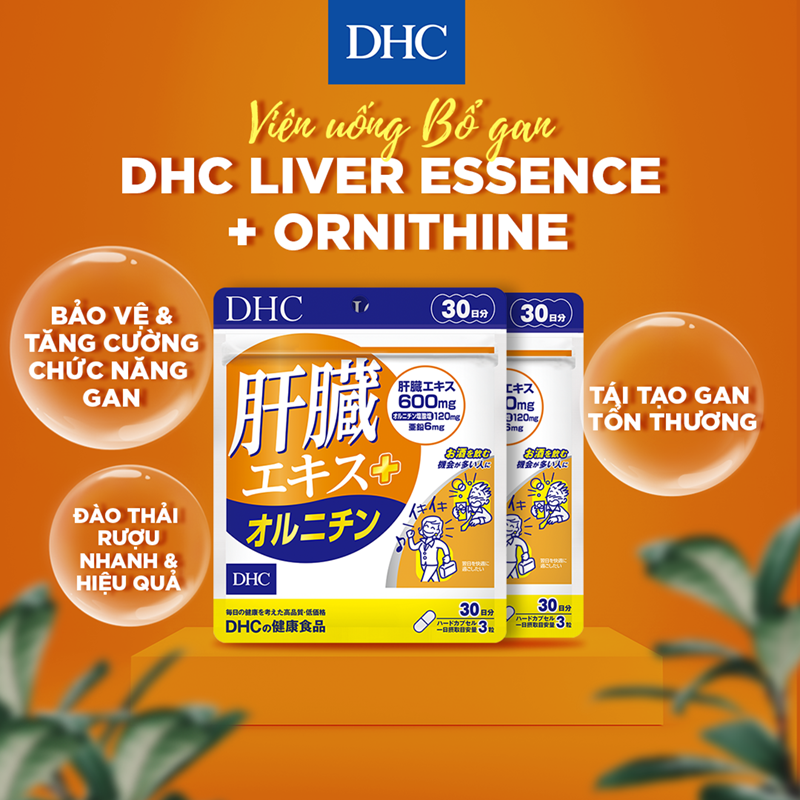 [GÓI 90 VIÊN/30 NGÀY] Viên Uống Tăng Cường Chức Năng Gan & Cải Thiện Da Mụn DHC Liver Essence + Ornithine