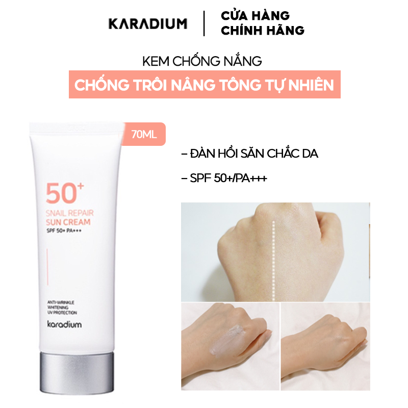 Kem Chống Nắng Chống Trôi, Nâng Tông Da Tự Nhiên Karadium Sun Snail Repair Cream 70ml