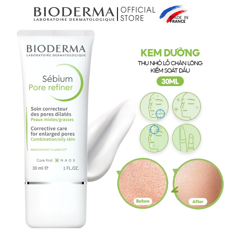 Kem Dưỡng Thu Nhỏ Lỗ Chân Lông, Kiểm Soát Dầu Bioderma Sebium Pore Refiner 30ml