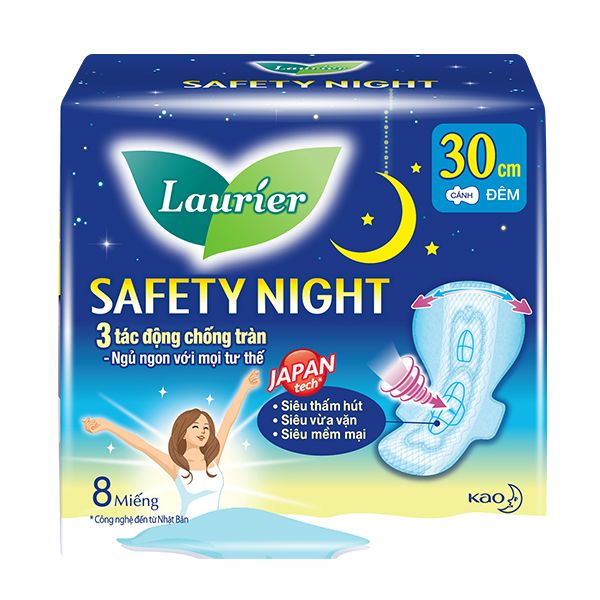 Băng Vệ Sinh Ban Đêm 30cm Laurier Safety Night (Che tên sản phẩm khi giao hàng)