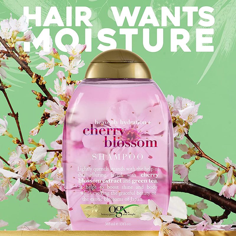 Dầu Gội Cấp Ẩm, Giảm Dầu Nhờn & Ngứa, Chiết Xuất Hoa Anh Đào OGX Heavenly Hydration + Cherry Blossom Shampoo 385ml