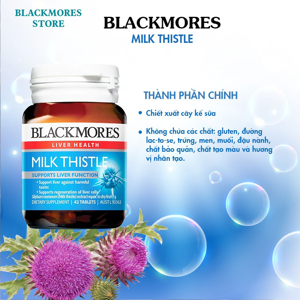 [42 Viên/Lọ] Viên Uống Giải Độc Gan, Cải Thiện Da Mụn Blackmores Liver Health Milk Thistle (date 3/2025)