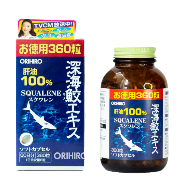 [Hộp 360 Viên] Viên Uống Dầu Gan Cá Mập Hỗ Trợ Xương Khớp, Thị Lực Orihiro Deep Sea Shark Liver Oil Extract Capsule Economical Bottle 158g