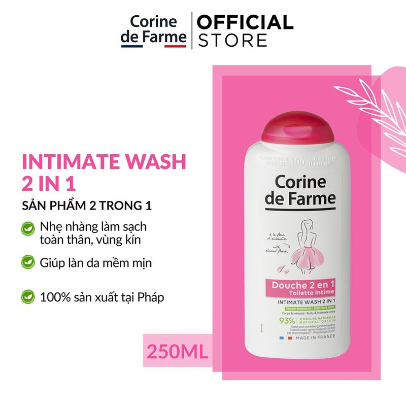 Sữa Tắm Làm Sạch Nhẹ Nhàng Cơ Thể Và Vùng Kín Corine De Farme Shower Gel 250ml