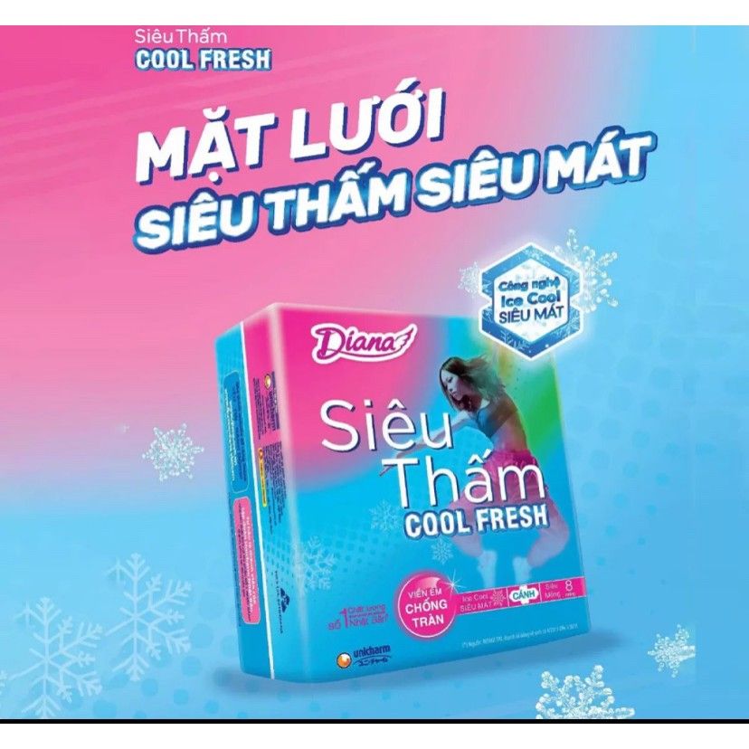 Băng Vệ Sinh Diana Siêu Thấm Cool Fresh Có Cánh - 8 Miếng (Che tên sản phẩm khi giao hàng)