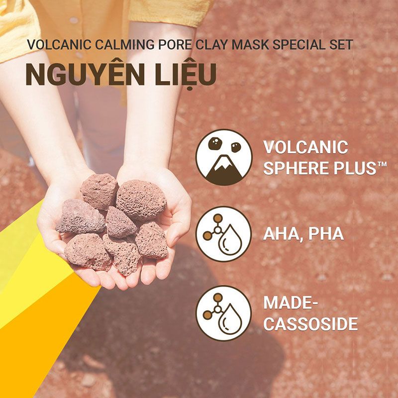 [3 Items] Bộ Dưỡng Làm Dịu, Thu Nhỏ Lỗ Chân Lông Innisfree Volcanic Calming Pore Clay Mask Special Set