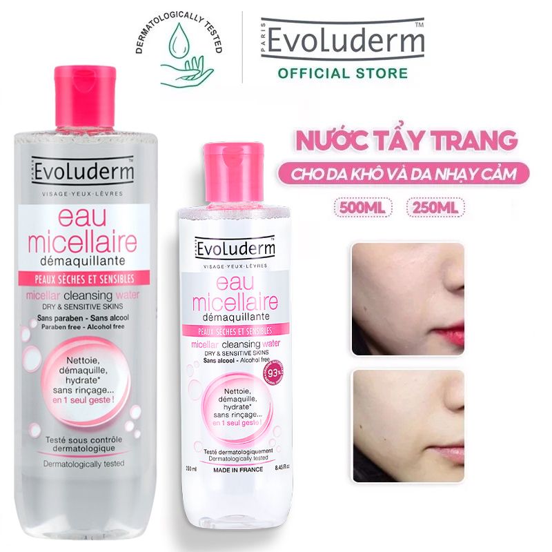 Nước Tẩy Trang Cho Da Khô Và Nhạy Cảm Evoluderm Micellar Cleansing Water Dry & Sensitive Skins